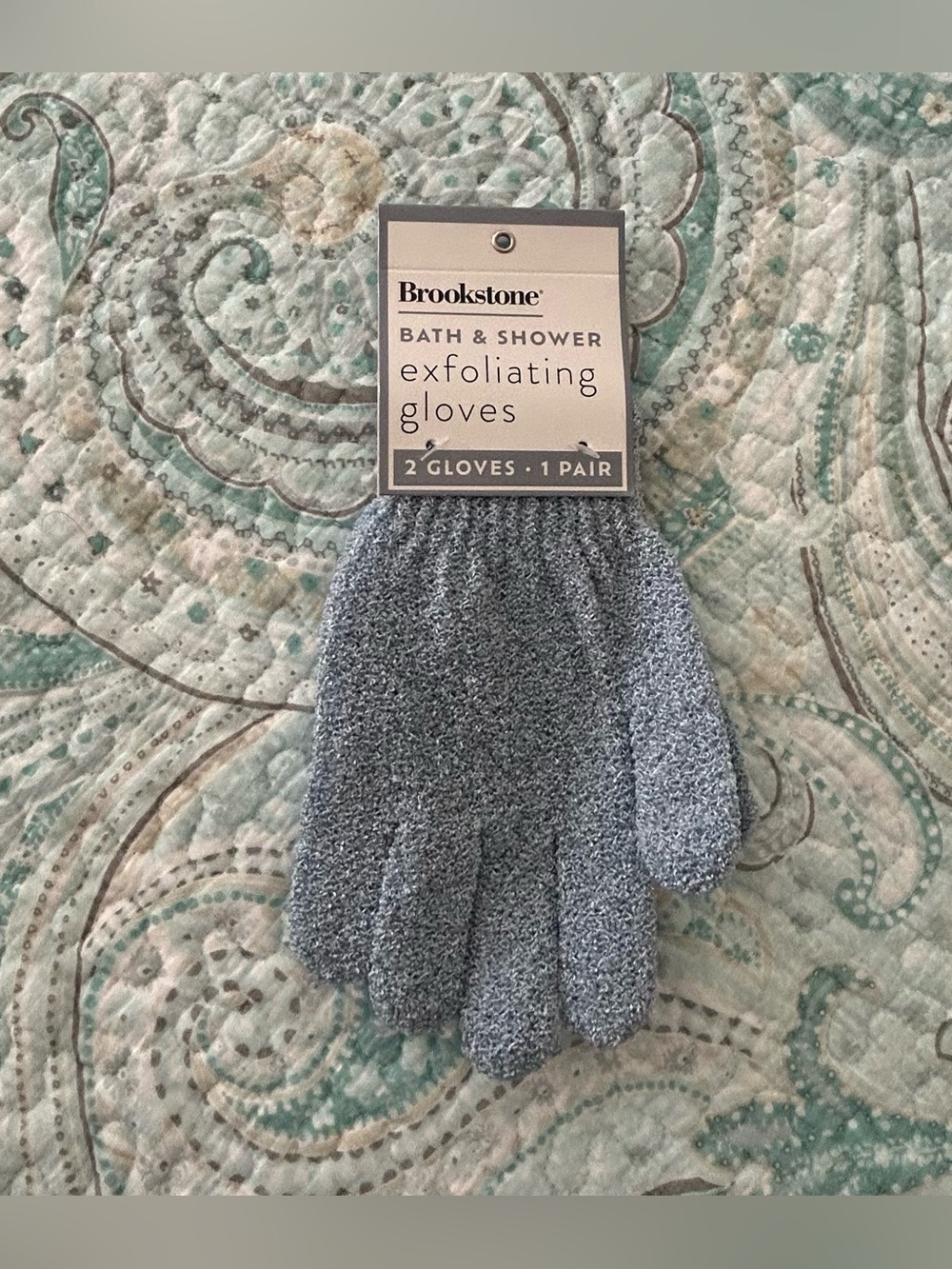 Pair of Brand-New Brookstone Exfoliating Gloves in Blue